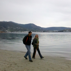 Walking on Matselo beach, Paros, Greece